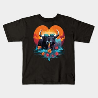 Water Buffalo Couple Valentine Kids T-Shirt